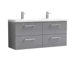 Nuie Arno 1200mm Wall Hung 4 Drawer Vanity & Double Ceramic Basin Cloud Grey