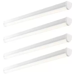 4 PACK 6ft Emergency Batten Light - 52W Cool White LED - Gloss White & Opal