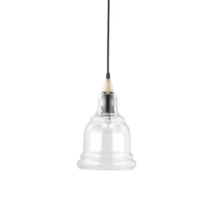 Gretel 1 Light Ceiling Pendant Black, Clear Glass, E27