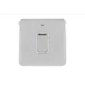 Schneider Electric Lisse Screwless Deco - Single High Current Light Switch with Neon Indicator, Double Pole, 50A, GGBL4011WPC, Polished Chrome with Wh