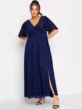 Yours Metallic Maxi Dress, Blue, Size 20, Women