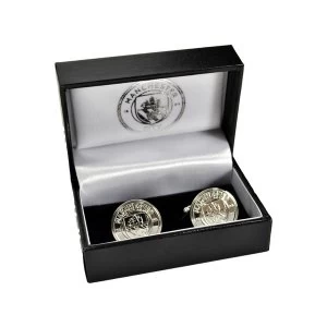 Man City Silver Plated Crest Boxed Cufflinks