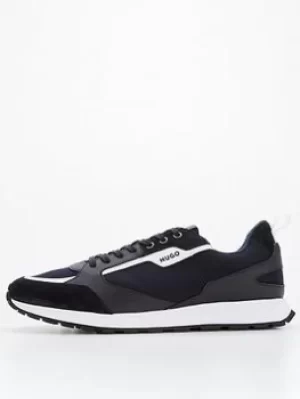 HUGO Icelin Mix Fabric Runner Trainers, Navy, Size 8, Men