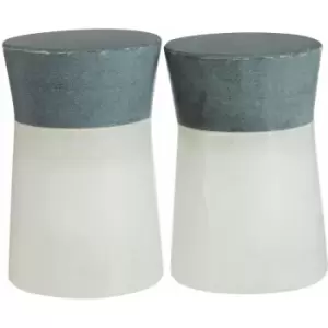 White and Grey Salt and Pepper Shaker Set/ Coordinating Colors/Made From Soapstone / Adds a Visual Aesthetic Shakers 5 x 8 x 5 - Premier Housewares