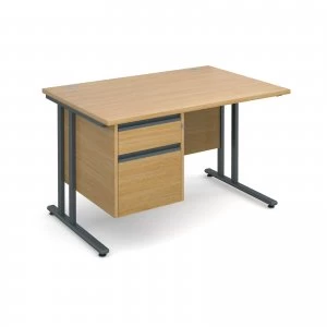 Maestro 25 GL Straight Desk With 2 Drawer Pedestal 1200mm - Graphite c