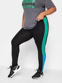 Yours Colour Clash Active Legging Green/Blue