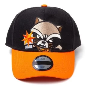 Marvel Comics - Kawaii Rocket Racoon Unisex Adjustable Cap Cap - Black/Orange