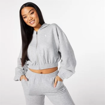 Jack Wills Zip Up Crop Hoodie - Grey