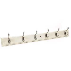 Robert Dyas Headbourne 6 Heavy Duty Coat Hooks - Nickel / Cream