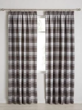 Shetland Check Faux Wool Pleated Curtains