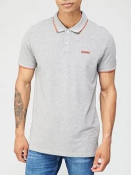 Jack & Jones London Rubber Logo Polo Shirt - Light Grey Marl