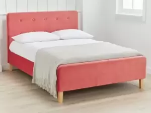 LPD Pierre 5ft King Size Coral Pink Velvet Fabric Bed Frame