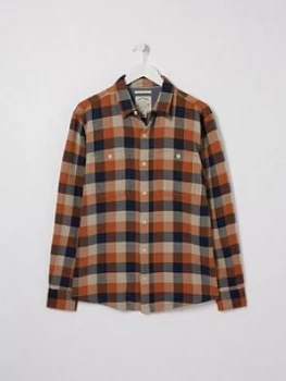 FatFace Watton Check Shirt - Orange, Size 2XL, Men