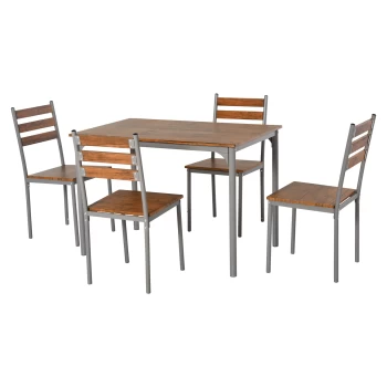 HOMCOM Modern 5 Piece Dining Table Set, Dining Table With 4 Chairs For Compact Dining Room& Kitchen, Brown AOSOM UK