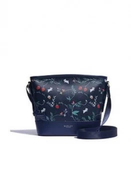 Radley Whimsical Floral Medium Zip Top Cross Body Bag - Navy