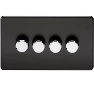 KnightsBridge 60-400W 4G 2 Way 230V Screwless Matt Black Electric Dimmer Switch