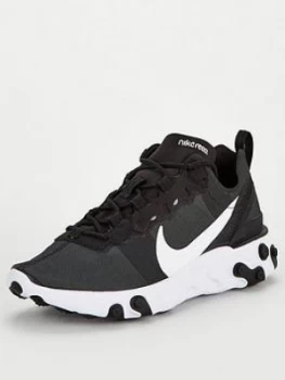 Nike React Element 55 - Black/White, Size 3, Women