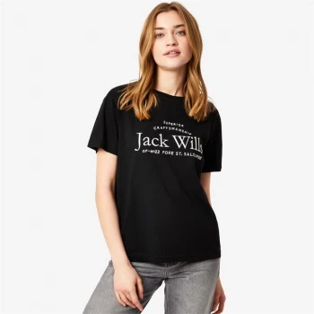 Jack Wills Forstal Boyfriend Logo T-Shirt - Black