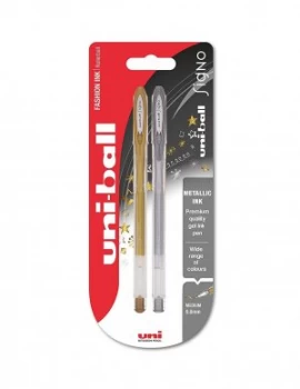 Uni-Ball Signo Gel UM120 Rollerball Pen Gold/Silver PK2