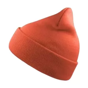 Atlantis Wind Double Skin Beanie With Turn Up (One Size) (Coral)