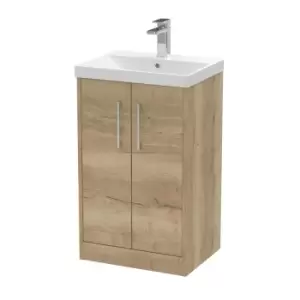 Hudson Reed Juno 500mm Floor Standing 2 Door Vanity & Thin-Edge Basin - Autumn Oak