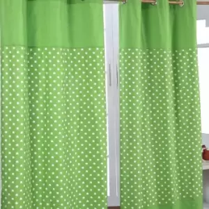 Homescapes - homecapes Cotton Stars Green Ready Made Eyelet Curtain Pair, 137 x 182cm Drop - Green