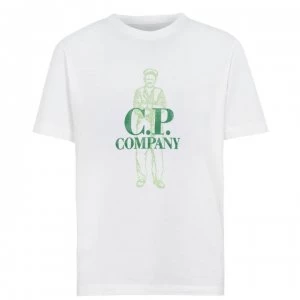 CP COMPANY Junior Boys Sailor Logo T Shirt - White 103