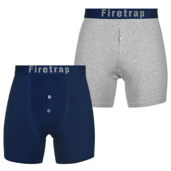 Firetrap 2 Pack Boxers - Sea/Grey Marl