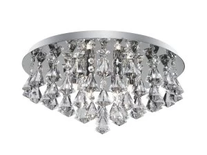 6 Light Ceiling Semi Flush Light Chrome with Crystals, G9