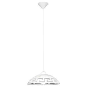 Pendant Ceiling Light Colour White Shade White Brown Glass Bulb E27 1x60W