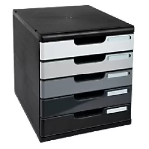 Exacompta Modulo A4 Shades of Grey, 5 Drawers, Black/Shades of Grey, Pack of 1