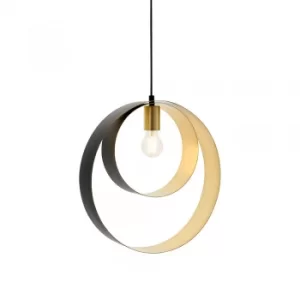 Single Pendant Light Satin Brass Plate, Matt Black