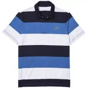 Mens Lacoste SPORT Jersey Golf Polo Size 6 - XL White / Navy Blue