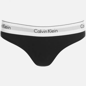 Calvin Klein Womens Modern Cotton Thong - Black - L