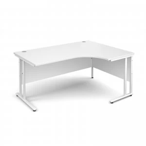 Maestro 25 WL Right Hand Ergonomic Desk 1600mm - White cantilever fram