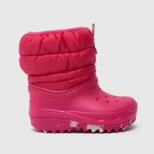 Crocs Pink Classic Neo Puff Girls Toddler Boots