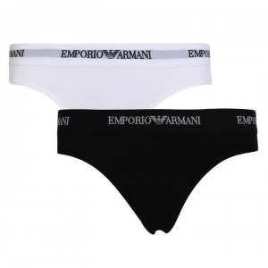 Emporio Armani 2 Pack Logo Briefs White/Black Size L Men