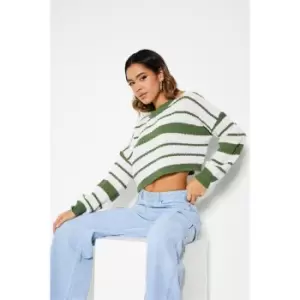 I Saw It First Striped Crop Jumper - Green