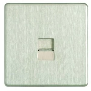 Wickes Single Screwless Flat Plate Master Telephone Socket - Brushed Steel