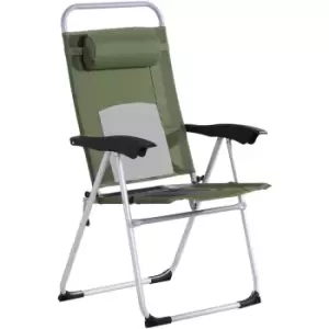 Outdoor Garden Folding Chair Armchair Reclining Seat w/Pillow Green - Green - Outsunny