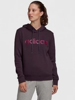 adidas Essentials Linear Pullover Fleece Hoodie - Purple, Size 2XL, Women