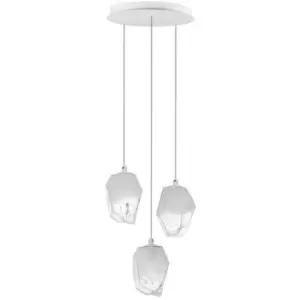 Merano - Edison 3 Light Cluster Pendant Ceiling Light White Colour Glass, White Metal LED G9