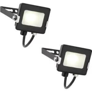 2 PACK Outdoor Waterproof LED Floodlight - 10W Cool White LED - Matt Black