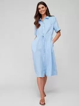 Tommy Hilfiger Linen Midi Dress -Blue Size 44, Women