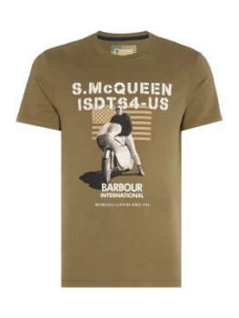 Mens Barbour Military Flag Tee Olive