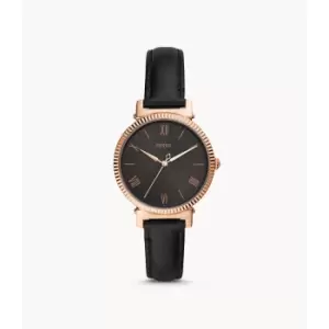 Fossil Womens Daisy Three-Hand Leather Watch - Black