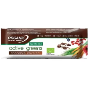 Organic Food Bar Active Greens Chocolate Covered With Probiotics 68g