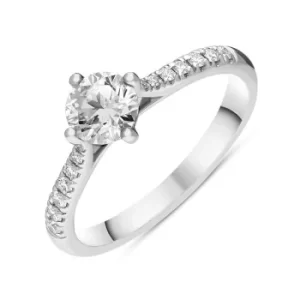 Platinum 0.85ct Diamond Shoulder Set Solitaire Ring