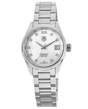 Tag Heuer Carrera Automatic White Diamond Dial Steel Womens Watch WAR2414.BA0776 WAR2414.BA0776