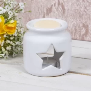 Star Ceramic Candle Holder White 10Cm By Lesser & Pavey